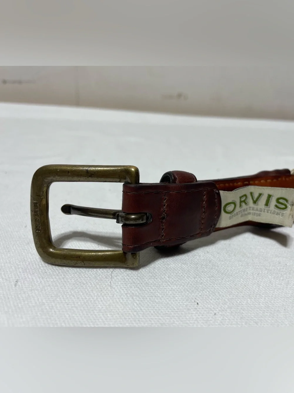 Orvis Braided Rope & Leather Trim Stretch Belt Men’s 42 Beige Brown Outdoor